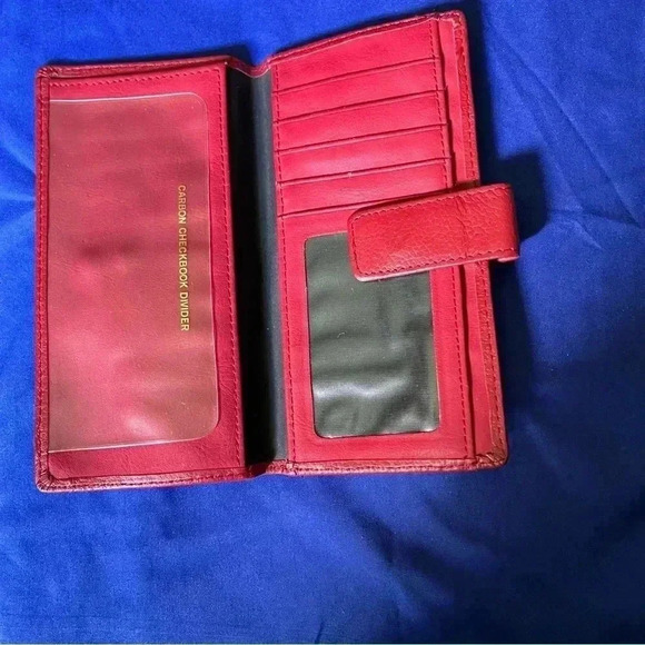 Red Genuine Leather Checkbook Wallet NWOT - Picture 4 of 7